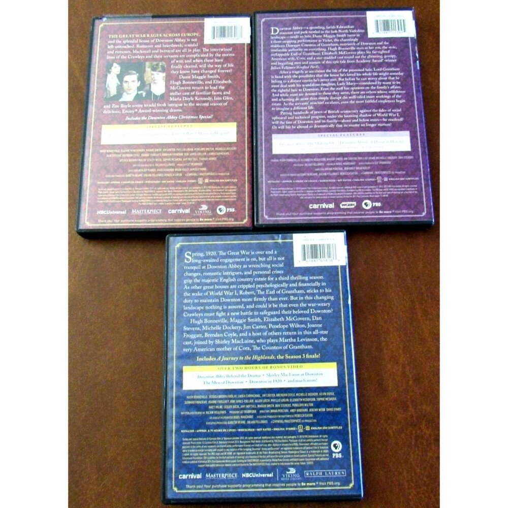 Lot of 3 Downton Abby Seasons 1 to 3 DVDs By PBS Original UK Edition - Picture 2 of 3